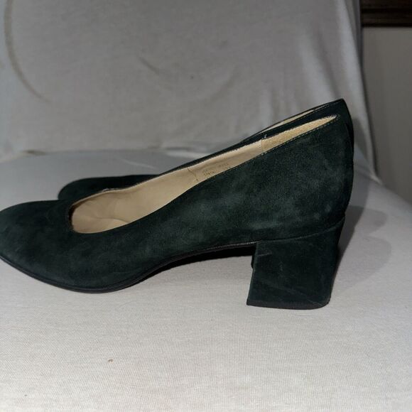 GRUPPO ITALIANO Green Suede Leather Block Heel Dress Shoes Size 9.5 - Picture 6 of 10